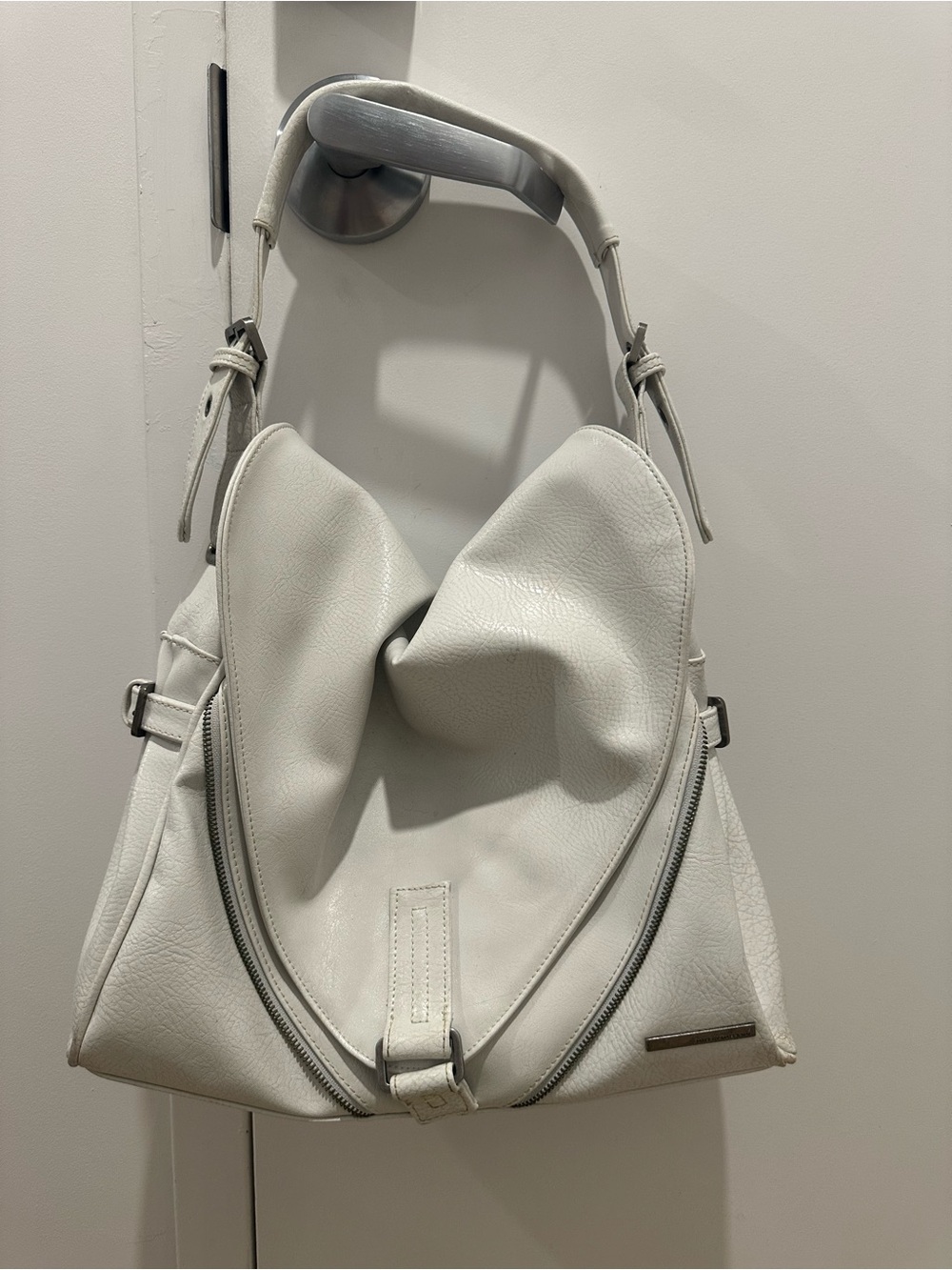 Matt and natt White Leather Hobo Shoulder Bag